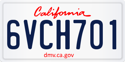 CA license plate 6VCH701