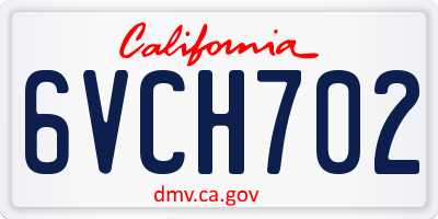 CA license plate 6VCH702