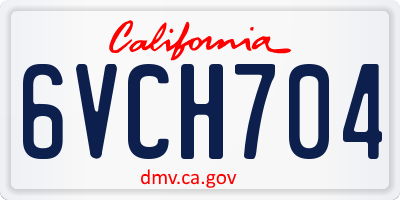 CA license plate 6VCH704