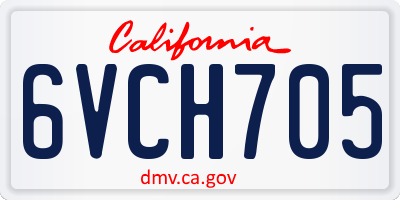 CA license plate 6VCH705