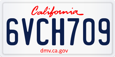 CA license plate 6VCH709