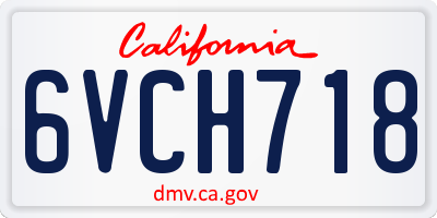 CA license plate 6VCH718