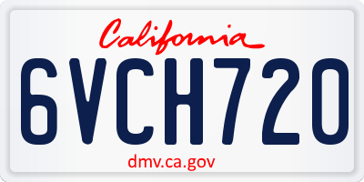 CA license plate 6VCH720