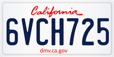 CA license plate 6VCH725