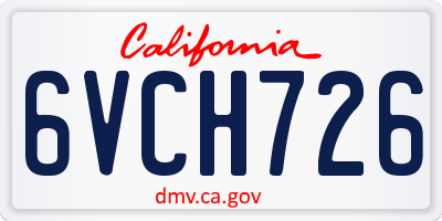 CA license plate 6VCH726