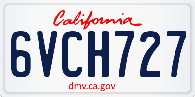 CA license plate 6VCH727