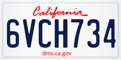 CA license plate 6VCH734
