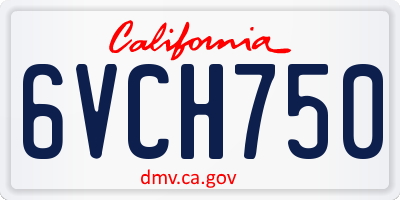 CA license plate 6VCH750