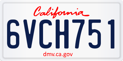 CA license plate 6VCH751