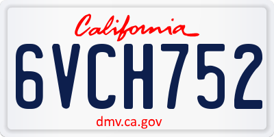 CA license plate 6VCH752