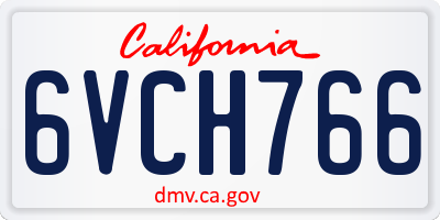CA license plate 6VCH766