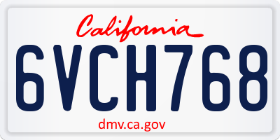 CA license plate 6VCH768
