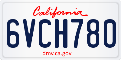 CA license plate 6VCH780