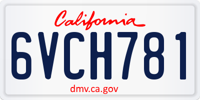 CA license plate 6VCH781