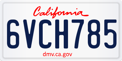CA license plate 6VCH785