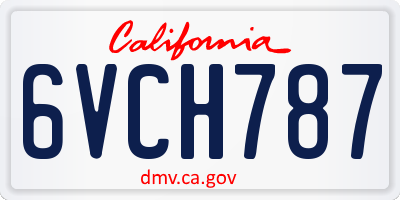 CA license plate 6VCH787