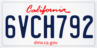 CA license plate 6VCH792