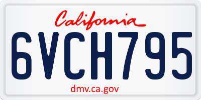CA license plate 6VCH795