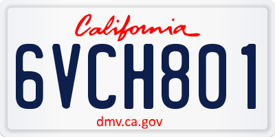 CA license plate 6VCH801