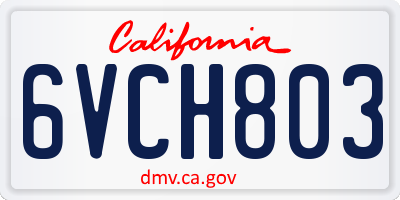 CA license plate 6VCH803