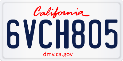 CA license plate 6VCH805