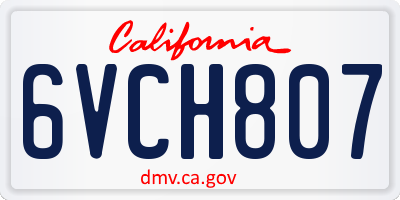 CA license plate 6VCH807