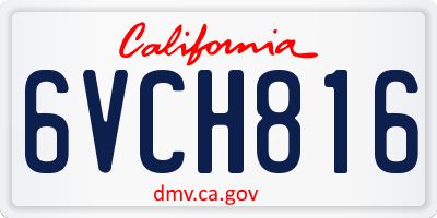 CA license plate 6VCH816
