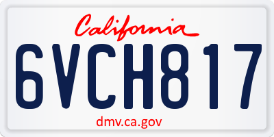 CA license plate 6VCH817