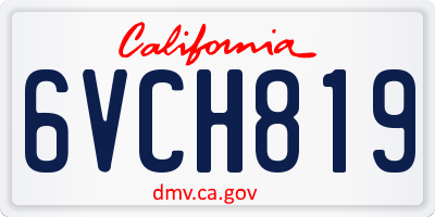 CA license plate 6VCH819
