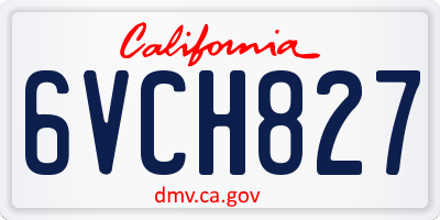 CA license plate 6VCH827