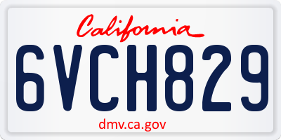 CA license plate 6VCH829