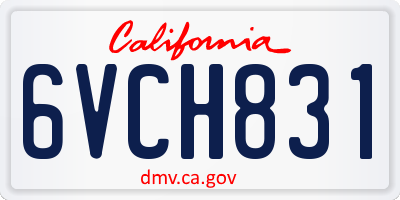 CA license plate 6VCH831