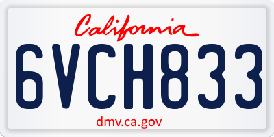 CA license plate 6VCH833
