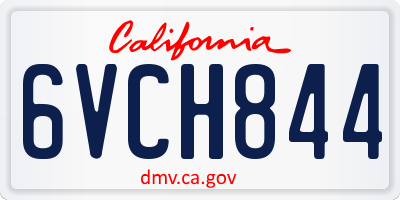 CA license plate 6VCH844