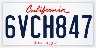 CA license plate 6VCH847