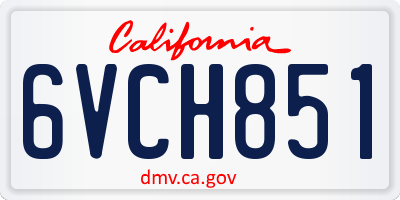 CA license plate 6VCH851
