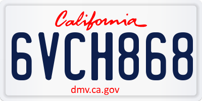 CA license plate 6VCH868