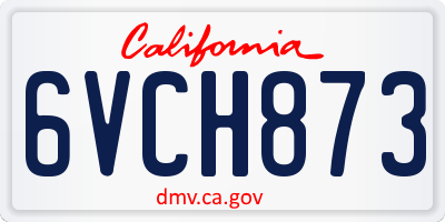 CA license plate 6VCH873