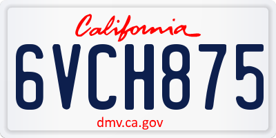 CA license plate 6VCH875