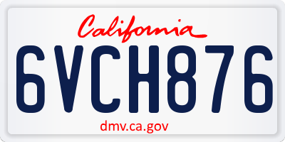 CA license plate 6VCH876