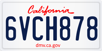 CA license plate 6VCH878