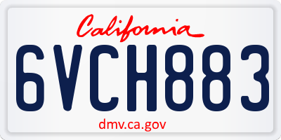CA license plate 6VCH883