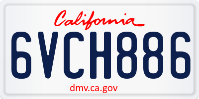 CA license plate 6VCH886