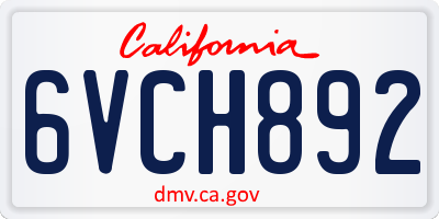 CA license plate 6VCH892