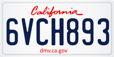 CA license plate 6VCH893