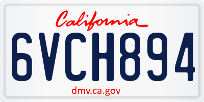 CA license plate 6VCH894