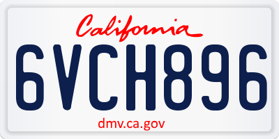 CA license plate 6VCH896