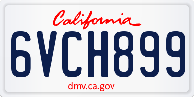 CA license plate 6VCH899