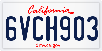 CA license plate 6VCH903