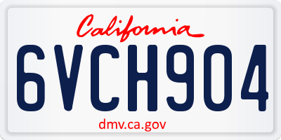 CA license plate 6VCH904